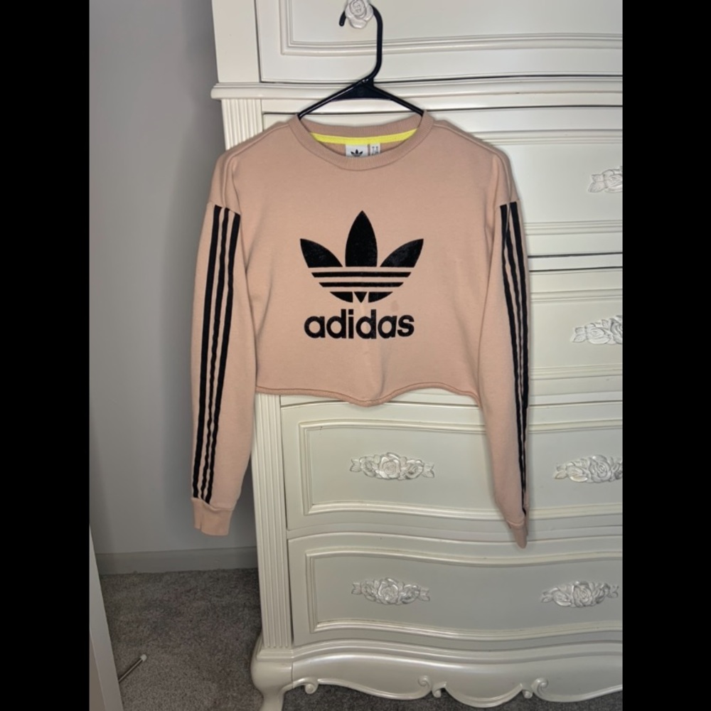 Light Pink Adidas Crop Crewneck